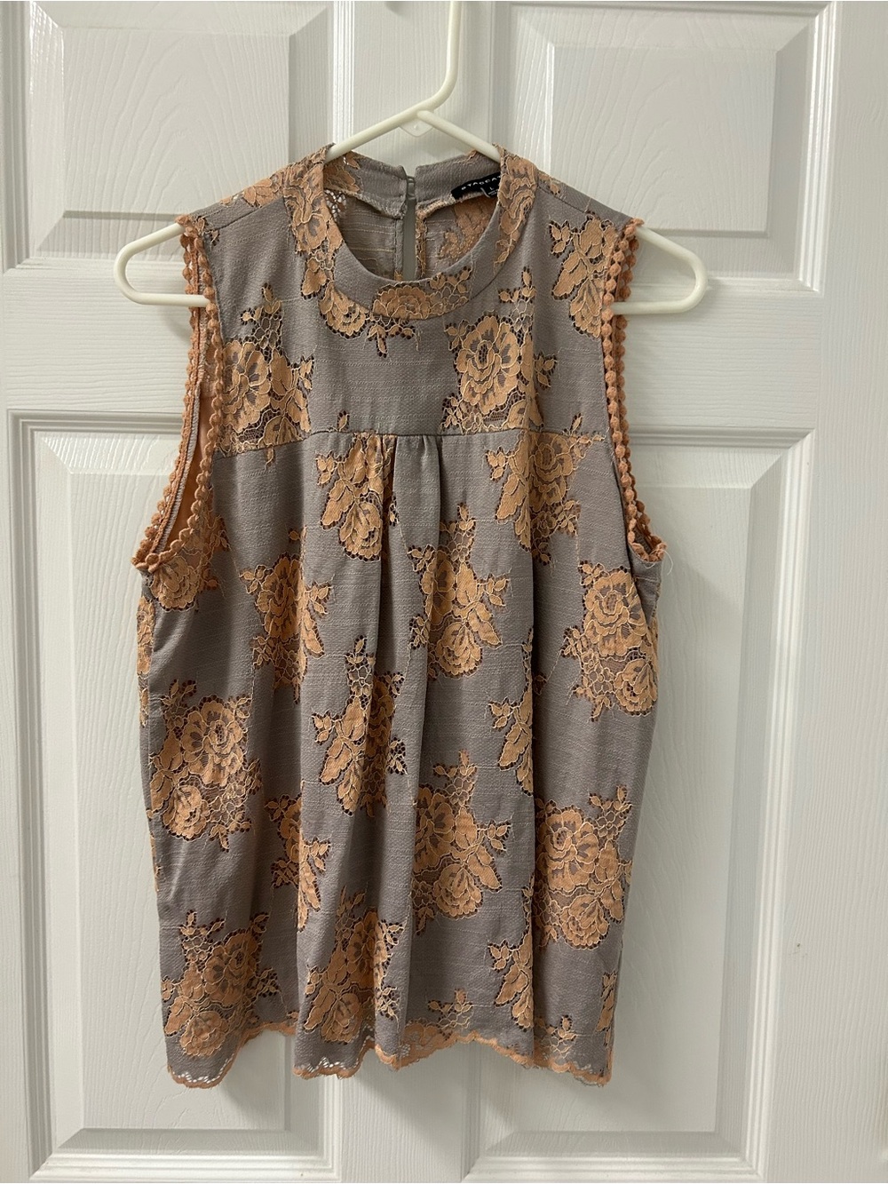 Staccato Steel Blue Lace Sleeveless Top SZ Large